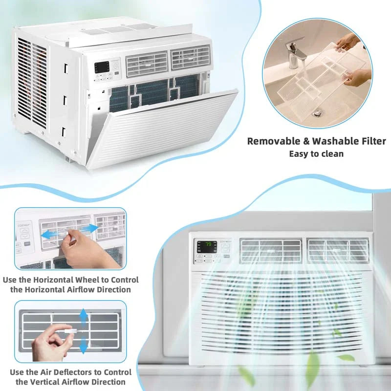 10000 BTU Window Air Conditioner With Remote, ECO Mode And Dehumidifier - White