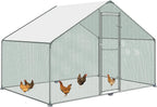 Metal Walk-In Chicken Run Cage With Cover, 10'L X 6.6'W X 6.56'H