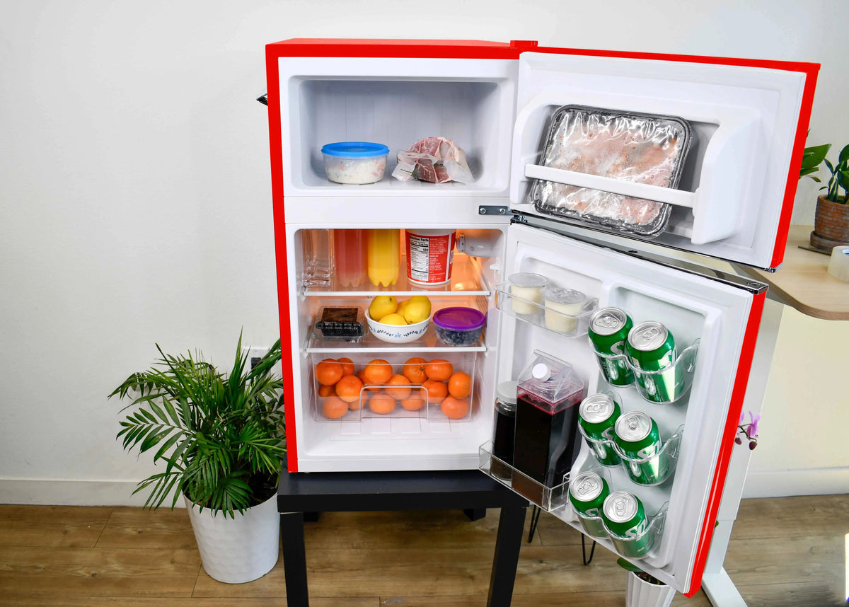 Frigidaire Retro Two-Door Compact Refrigerator With Freezer, 3.1 Cu. Ft., Red