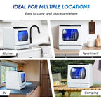 AIRMSEN Portable Countertop Dishwasher With 5L Built-In Water Tank And 5 Washing Programs - AE-TDQR03