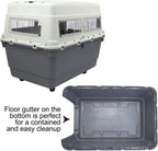 SportPet Designs Plastic Airline Approved Rolling Dog Kennel With Wire Door, XXX-Large, Gray, 48in L x 32in W x 36in H