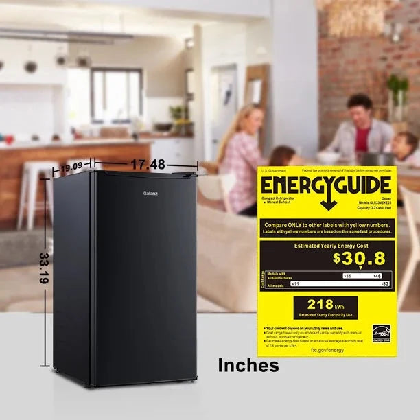 Galanz 3.3 Cu Ft One Door Mini Fridge, Black