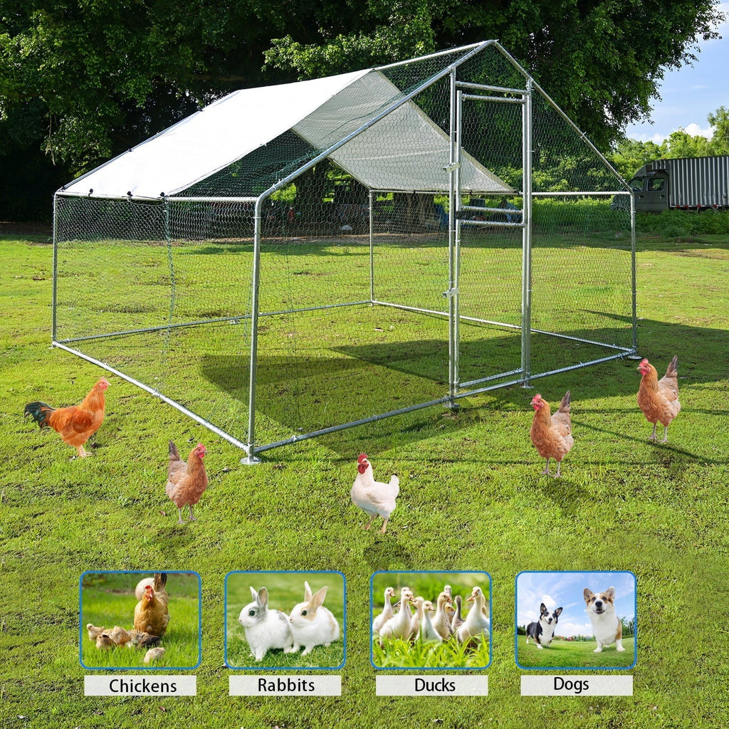 Kkonetoy Metal Chicken Coop 10 X 10 X 6.6ft With Waterproof Cover