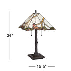 Robert Louis Tiffany Table Lamp 26 inch High Dark Bronze Cherry Blossom Stained Art Glass Shade