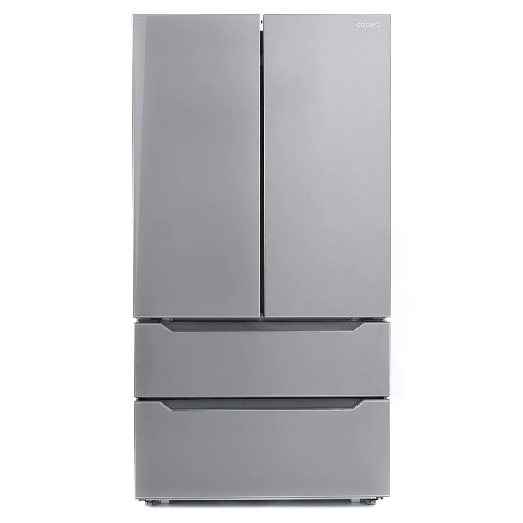 Cosmo 4-Piece Kitchen Appliance Package With 30 in Electric Range, 30 in Wall Mount Hood, 24 in Dishwasher And French Door Refrigerator