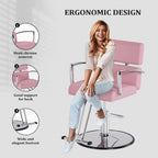 OmySalon Salon Chair With Hydraulic Pump, Pink, 360 Degree Swivel
