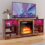 Waleaf TV Stand With 18 in Electric Fireplace And Adjustable Glass Shelves - TVs Up To 65 inch