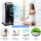 Costway Portable Evaporative Air Cooler Fan With Remote Control - 6.5L, White + Black