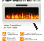 Waleaf TV Stand With 18 in Electric Fireplace And Adjustable Glass Shelves - TVs Up To 65 inch