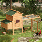 Magshion 2-Tier Chicken Coop With Nesting Box, 80 Inch Wooden Rabbit Hutch - Natural