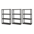 Sterilite Plastic Indoor Outdoor 4-Shelf Shelving Unit, Flat Gray, 3 Pack