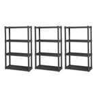 Sterilite Plastic Indoor Outdoor 4-Shelf Shelving Unit, Flat Gray, 3 Pack