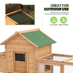 Magshion 2-Tier Chicken Coop With Nesting Box, 80 Inch Wooden Rabbit Hutch - Natural