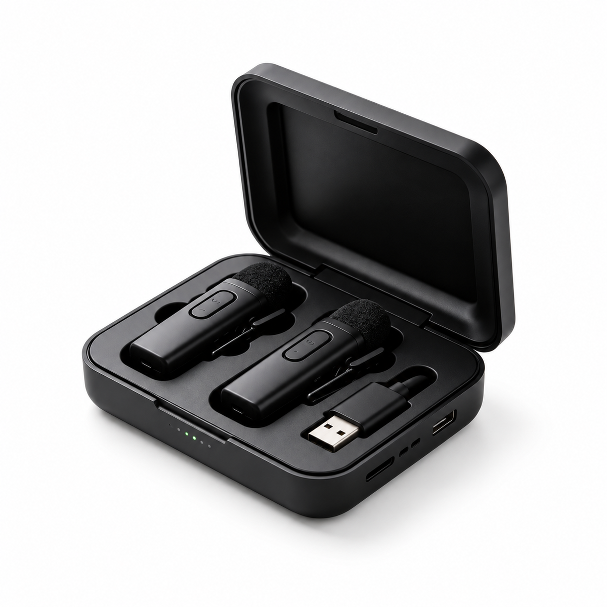 Dual Wireless Lavalier Microphone with Charging Case
