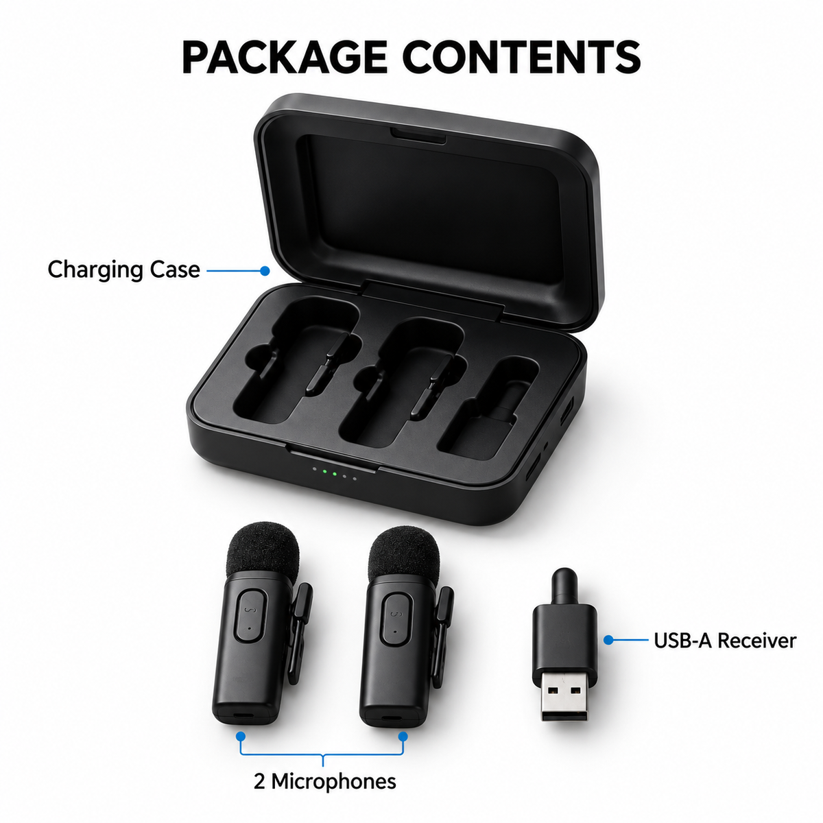 Dual Wireless Lavalier Microphone with Charging Case