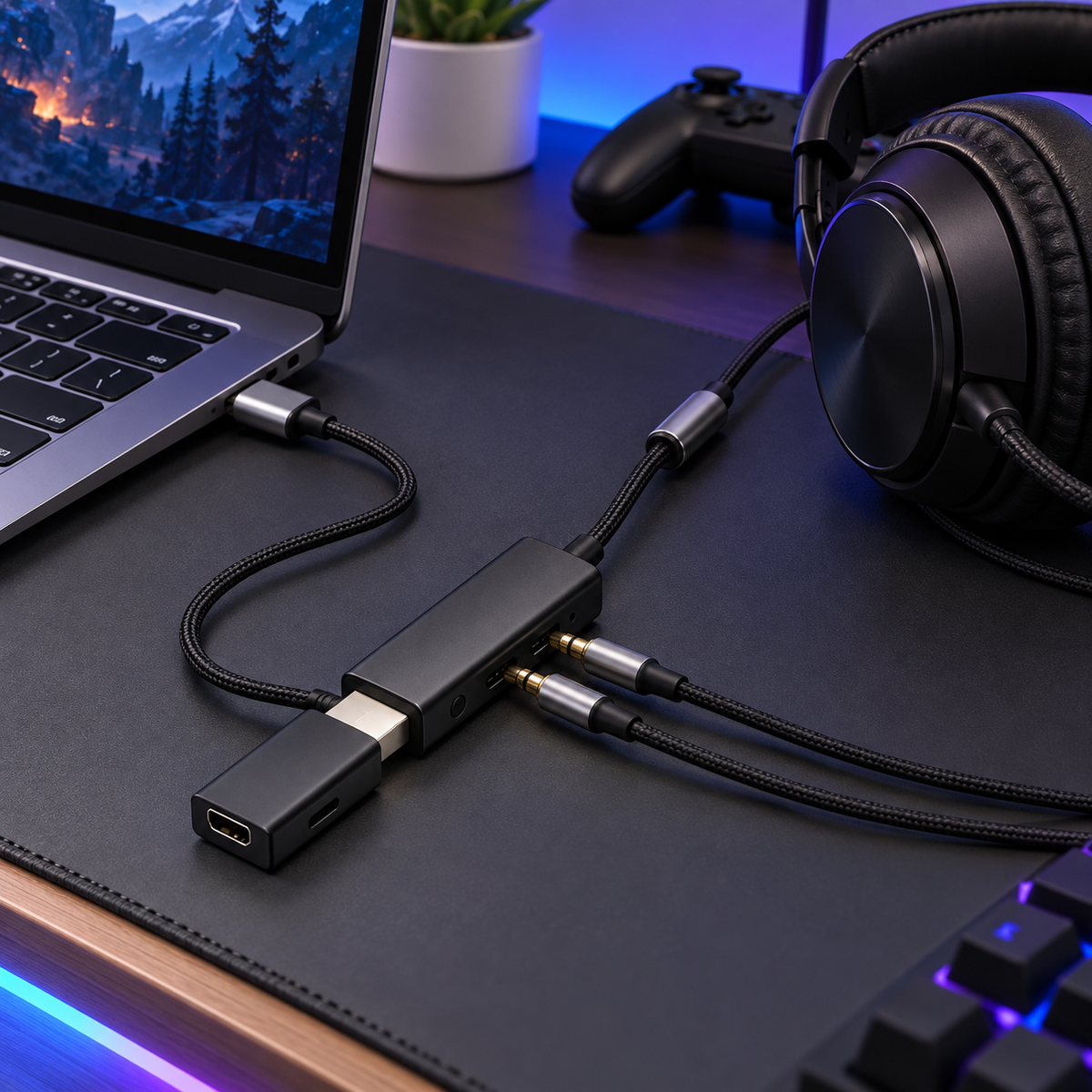 Multi-Function Gaming Audio Adapter Kit with USB Sound Card