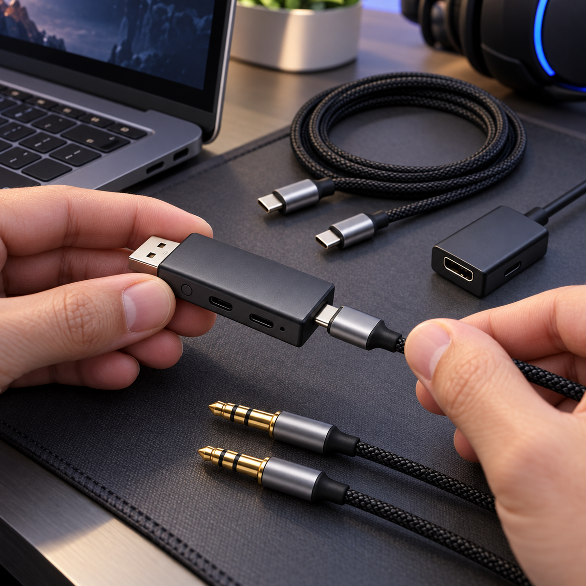 Multi-Function Gaming Audio Adapter Kit with USB Sound Card