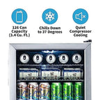 NewAir Beverage Refrigerator Cooler, 126 Cans, 3.4 Cubic Feet, Stainless Steel - AB-1200