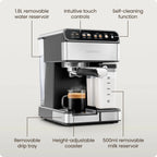 Chefman CafeMaster Pro 6-in-1 Espresso Machine With Milk Frother, Stainless Steel, 1.8-Liter - RJ54-I-SV / RJ54-I-SV-AM