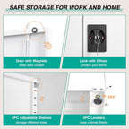 SISESOL White Steel Storage Cabinet With Locking Doors, 71 Inch Tall, 5 Adjustable Shelves