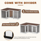 L Shape Corner Dog Crate Furniture For 2 Dogs, 58.7X41.1