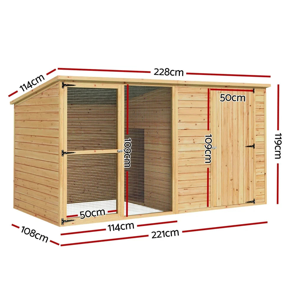 i.Pet Extra Large 2.28M Fir Wood Dog Kennel - Outdoor Pet Puppy Cabin Log