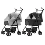 iMounTEK 4-Wheel Foldable Pet Stroller With Removable Liner And Storage Basket - Gray