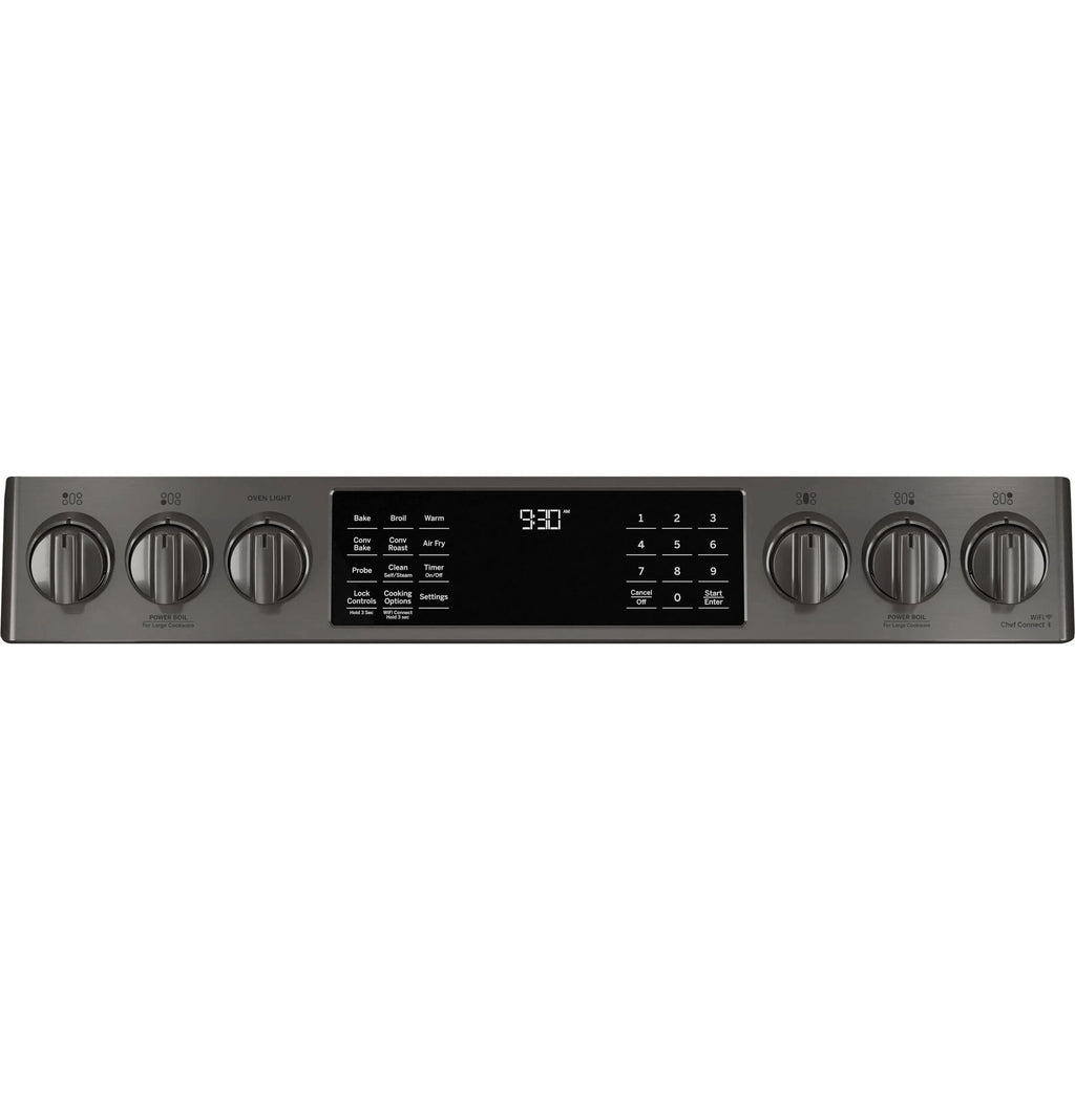 GE APPLIANCES Profile 30in Smart Slide-In Front-Control Gas Range, Black Stainless - PGS930BPTS