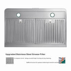 Everkitch 30 Inch Ducted Under Cabinet Range Hood, Stainless Steel, 400 CFM