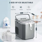 Countertop Ice Maker With Carry Handle, 26 lbs/24 Hrs, 2 Bullet Ice Sizes - Grey