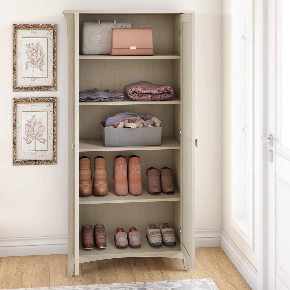 Tall Freestanding Storage Cabinet With Doors And 5 Shelves