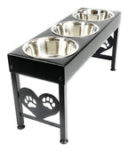 Elevated Triple Dog Feeding Station With 3-Quart Stainless Steel Bowls, 16 Inch Tall