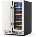 Ecojoy 24 Inch Dual Zone Wine And Beverage Refrigerator, 20 Bottles And 57 Cans