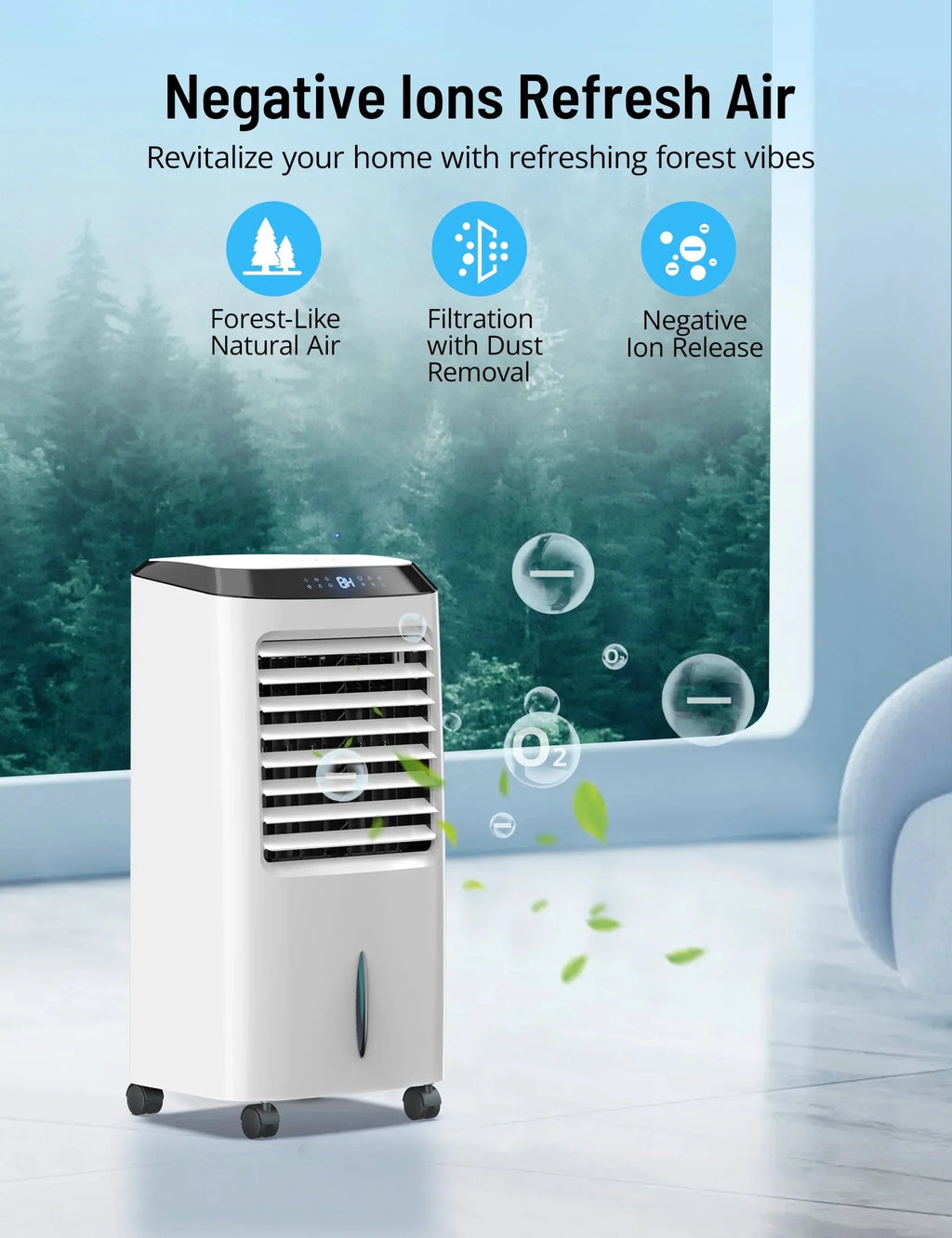 PARIS RH NE 4-in-1 Portable Evaporative Air Cooler, 2.6Gal, Remote Control