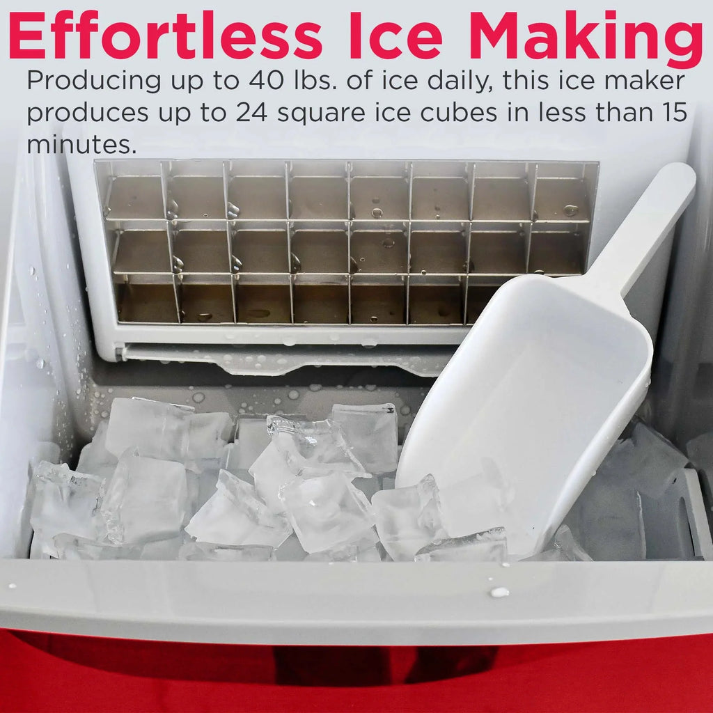 Frigidaire Countertop Clear Square Ice Maker, 40 lbs. Per Day - Stainless Steel