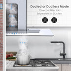Wall Mount Range Hood 30 inch Convertible Tempered Glass 3-Speed 450 CFM - 3375B