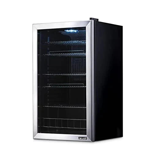 NewAir Beverage Refrigerator Cooler, 126 Cans, Stainless Steel, Right Hinge Glass Door - AB-1200