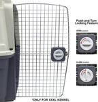 SportPet Designs Plastic Airline Approved Rolling Dog Kennel With Wire Door, XXX-Large, Gray, 48in L x 32in W x 36in H