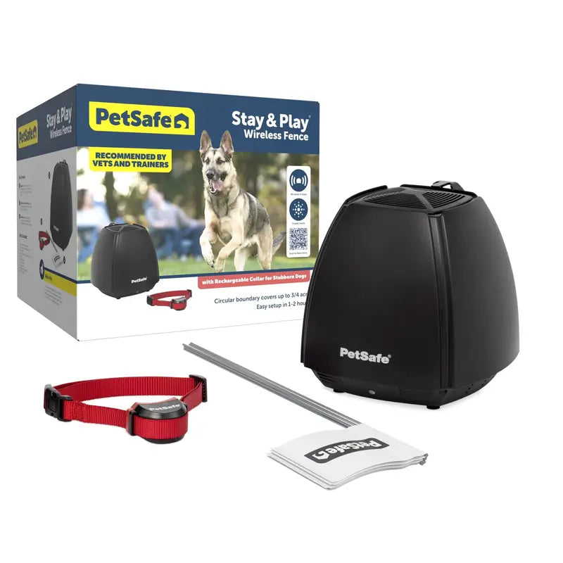 PetSafe Stay & Play Wireless Pet Fence For Stubborn Dogs - Adjustable, Portable, Rechargeable Collar, 3/4 Acre
