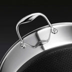 Hexclad Hybrid Stainless Steel 7 Quart Deep Saute Pan Fryer With Glass Lid