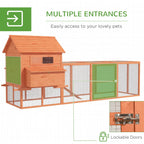PawHut Wooden Chicken Coop With Run And Inner Hen House Space - 145 in