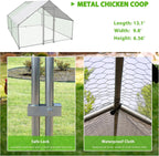 Metal Walk-In Chicken Coop Poultry Cage With Anti-UV Cover - Multiple Sizes