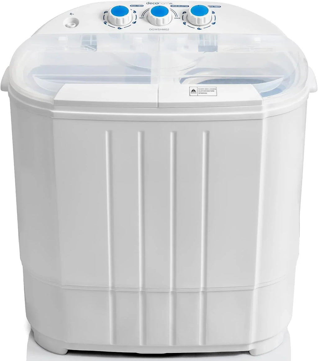 Deco Home Portable Twin Tub Washing Machine With Gravity Drainage System