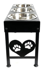 Elevated Triple Dog Feeding Station With 3-Quart Stainless Steel Bowls, 16 Inch Tall