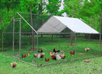 Metal Walk-In Chicken Run Cage With Cover, 10'L X 6.6'W X 6.56'H