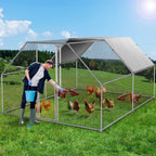 Dextrus Metal Chicken Coop With Waterproof Cover And Wire Mesh, 13.1 x 9.8 x 6.4 ft