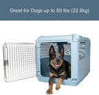 SportPet Designs Plastic Airline Approved Rolling Dog Kennel With Wire Door, XXX-Large, Gray, 48in L x 32in W x 36in H
