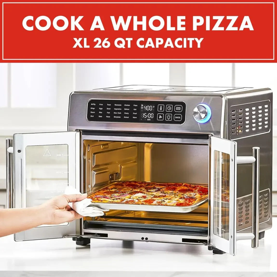 Emeril Lagasse 26 Quart Extra Large Air Fryer Convection Toaster Oven With French Doors - Stainless Steel