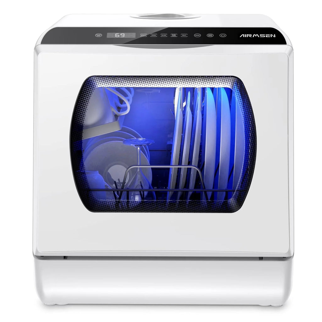 AIRMSEN Portable Countertop Dishwasher With 5L Built-In Water Tank And 5 Washing Programs - AE-TDQR03