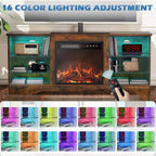 Waleaf TV Stand With 18 in Electric Fireplace And Adjustable Glass Shelves - TVs Up To 65 inch
